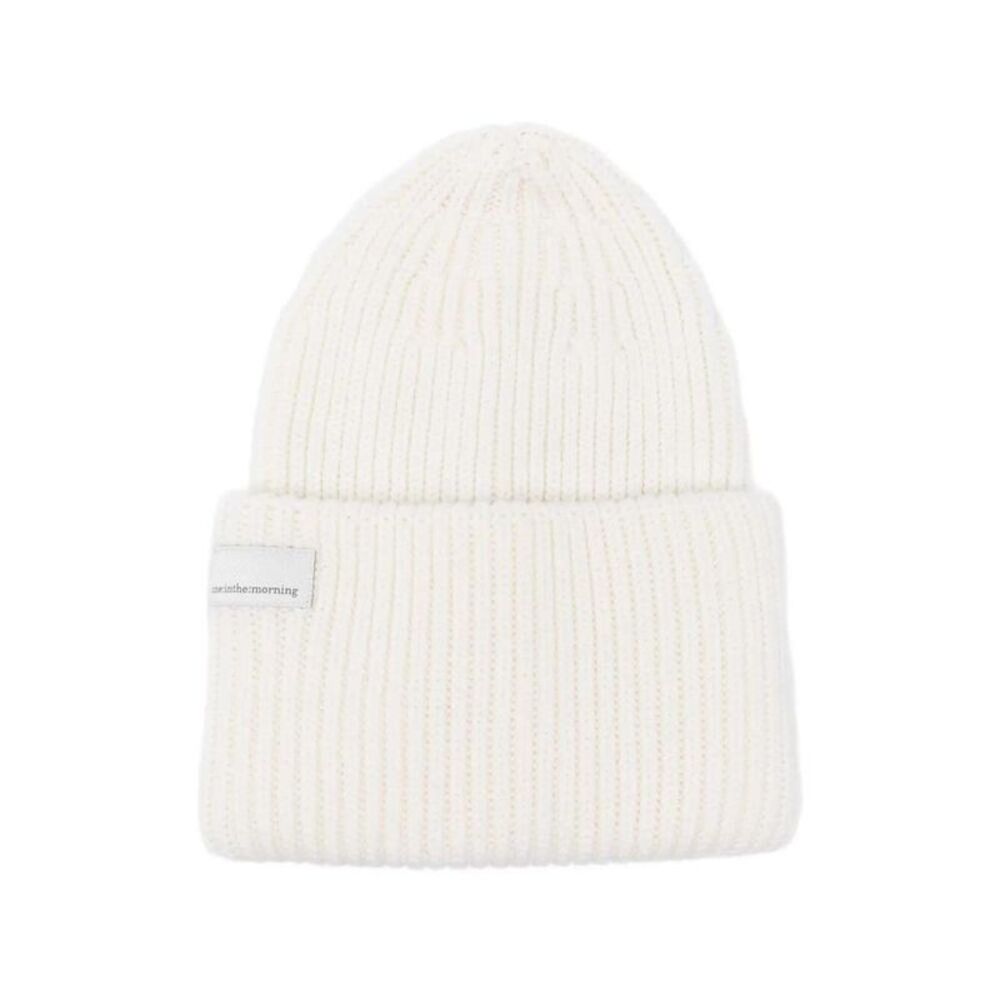 NINE IN THE MORNING Ribbed Knit Beanie Hat Unisex WHITE Hats & Caps